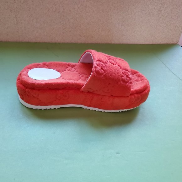 NIB Gucci orange terry cloth platform slides sandals IT 39.5/ US 9.5 - Picture 4 of 9